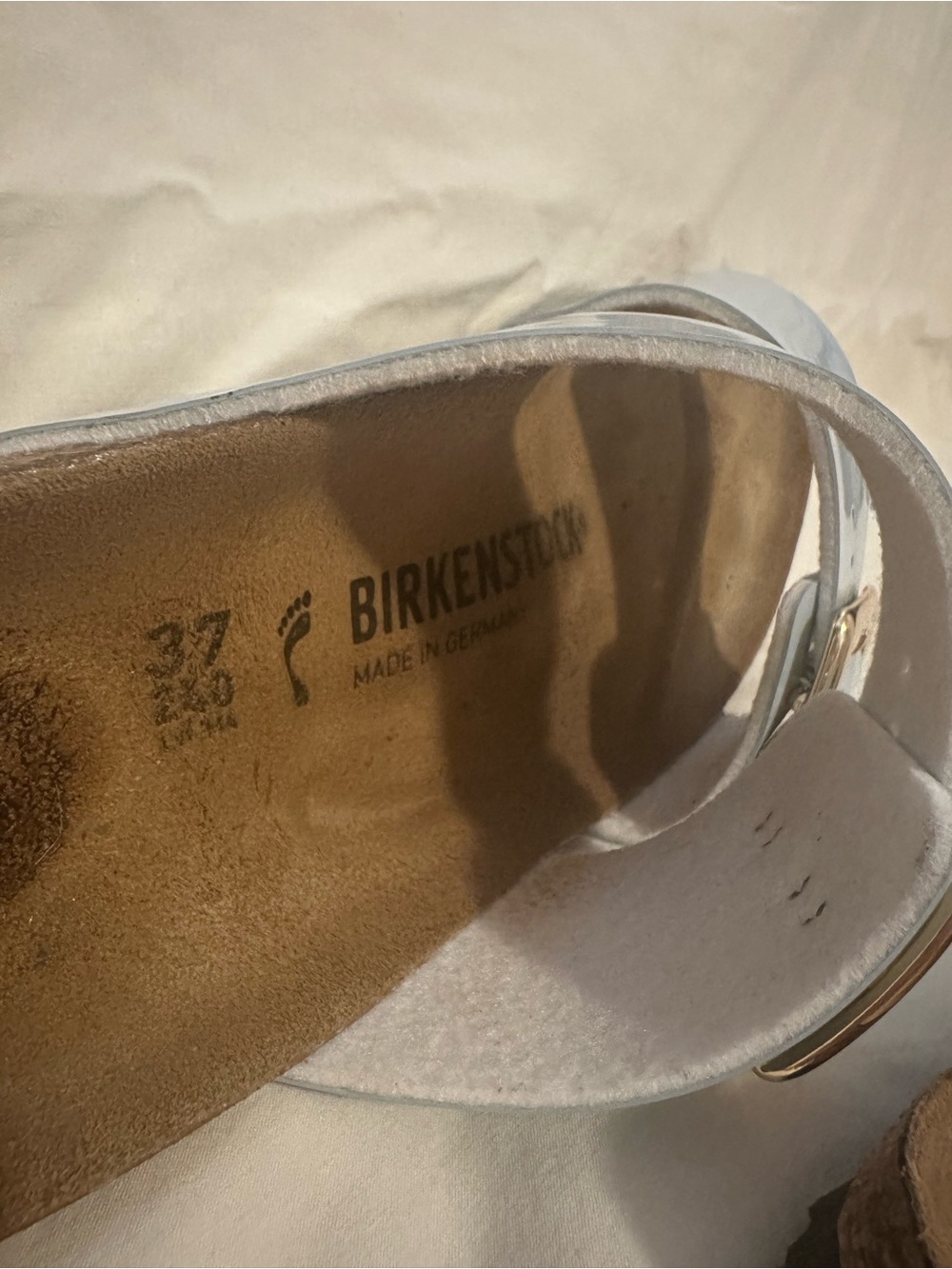 Birkenstock Light Blue Double Strap Sandals with Gold Buckles - Picture 5 of 6